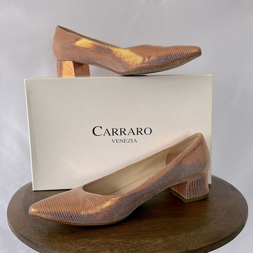 Carraro Venezia Vintage Rose Gold Chunky Heels size 37.5/US 7